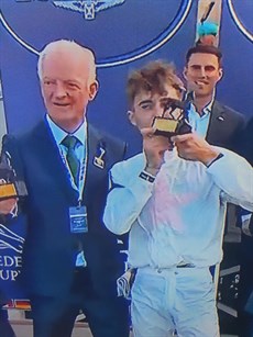 Willie Mullins and Dylan Browne McMonagle at the winners' presentation after Ethical Diamond's win at the Breeders' Cup. Assistant trainer David Casey wasn't there ... he was thirteen thousand kilometers away in Melbourne, but he played an integral part in this success story