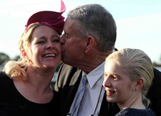 A couple of special moments as the McCall family celebrate trainer Natalie McCall's historic win in the 2014 Stradbroke with River Lad 
