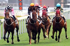 Able Friend (No 1, in black), trained by John Moore and ridden by Joao Moreira, storms home to win the HKG2 Chairman’s Trophy (1600m) at Sha Tin