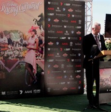 Brisbane Racing Club Chairman Neville Bell formally launches the Brisbane Racing Carnival