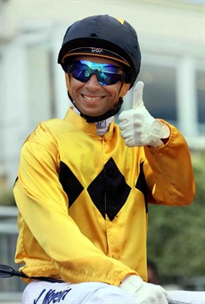 Joao Moreira

Photo:
Courtesy Hong Kong Jockey Club

Moreira, who has smashed Douglas Whyte’s previous record of 114 wins in a Hong Kong season, is 48 wins clear of his nearest rival, the 2013/2014 Champion Jockey Zac Purton. With only 42 races remaining before the season ends on Sunday, 12 July, the rider race fans call “Magic Man” cannot be caught