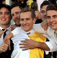 Blake Shinn celebrating with his fans after his win on Mackintosh at Doomben last week.
Shinn is my tip to land the Jockey Challenge for the second successive week. Last week we got $8.