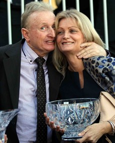 Gary and Kelly Doughty enjoy the celebration after Flamboyer (pictured below) had won the Glasshouse. The gelding will be looking for three-in-a-row in the Tatt's Mile