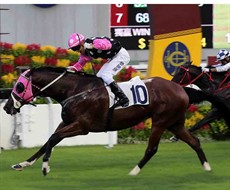 John Moore-trained Beauty Generation (No.10), with Derek Leung on board, takes the G3 Celebration Cup (1400m)