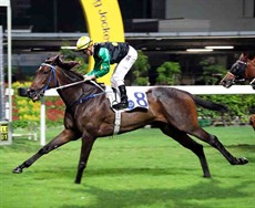 Speedy Wally eases down at the line as Purton notches a double in the Class 4 Tiu Keng Leng Handicap.