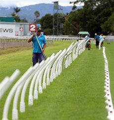 At work on the Gold Coast track midway through raceday morning

Photo: Darren Winningham