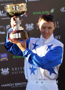 The Tony Pike trained The Bostonian, ridden by Michael Cahill, wins the 2019 Doomben 10 000