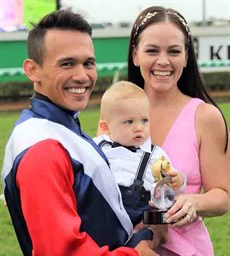 Matthew McGillivary (above) and Zac Purton (below) celebrating victory with their families

'It was really good to see Matthew McGillivray win the Group 1 Queensland Oaks aboard Winning Ways at Doomben on Saturday … especially as he has shown so much promise.'