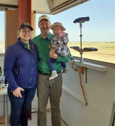 … or in the outback at Josh's beloved Birdsville (the family are pictured in the Birdsville commentary box)

Photo: Supplied
