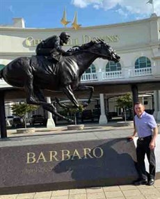 With the statue of Barbaro at Churchill Downs