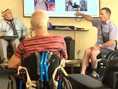 Ben Saunders giving his presentation at the P A Hospital. He was invited to do the Melbourne Cup day presentation by Spinal Life Australia.

Photo: Facebook