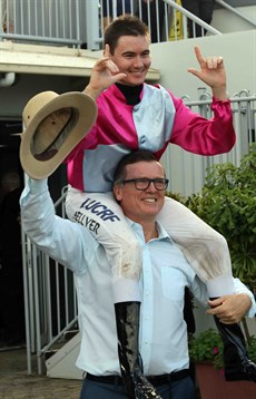 Michael Hellyer and David Vandyke after their win with Baccarat Baby in the 2019 Sunshine Coast Guineas

Photos: Graham Potter and Darren Winningham