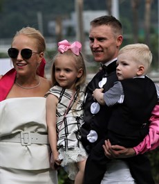 The good times continue for Zac Purton (pictured above and below with his family). The champion Aussie is the No1 rider in Hong Kong yet again. Purton rode a double on the final card at Happy Valley in midweek, but the title was already his on the weekend when he gained a double at Sha Tin where Joao Moreira also rode two winners. Moreira did not ride at Happy Valley, as he was suspended.