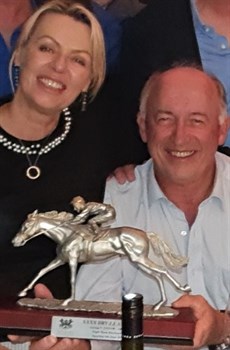Rob and Vicky Heathcote pictured after Rothfire's Group 1 win in the TJ Smith