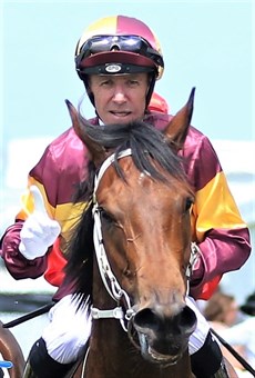 Sean Cormack, who has partnered Goldsborough in all three of his start, bring the winner back to scale at Doomben on Saturday ....
