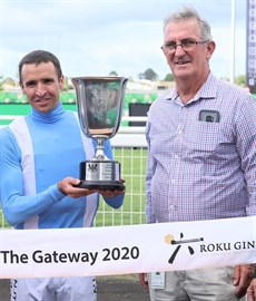 Michael Rodd and Graeme Green pictured after Master Jamie's win in the Gateway in December, a result which gave the team a ballot-free entry in the 2021 Stradbroke handicap
