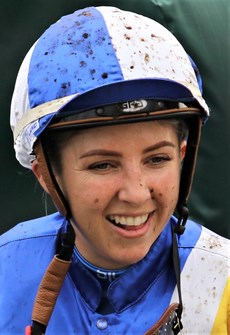 Samantha Collet ... looking justifiably pleased with herself after landing a double at Ipswich ...