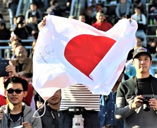 The Japanese flag always flies high at the International Races