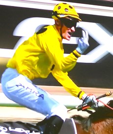 Make that two ... Mark Zahra celebrates his win aboard Without A Fight ... his second Melbourne Cup victory