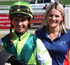 Georgina Cartwright and Maddy Sears ... a winningsmile after Dear Prudence's win (see below)