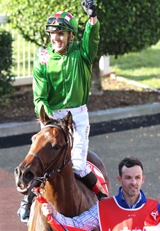 To this ... Harley brings Cool Archie back to scale in celebration mode after claiming his sixth career Group 1 win and his first Group 1 win in Australia