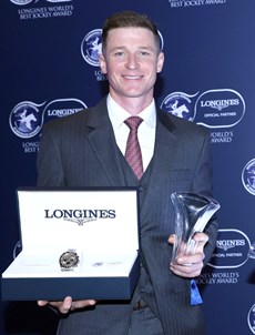 James McDonald pictured with last years 'Longines World's Best Jockey' award, presented in Hong Kong. A win in the Tatts Tiara will give McDonald another prestigious achievement

Photo: Darren Winningham

