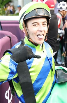 Luke Tarrant ... he made the most of a pick-up ride aboard Fortunate Kiss in the Glasshouse Handicap